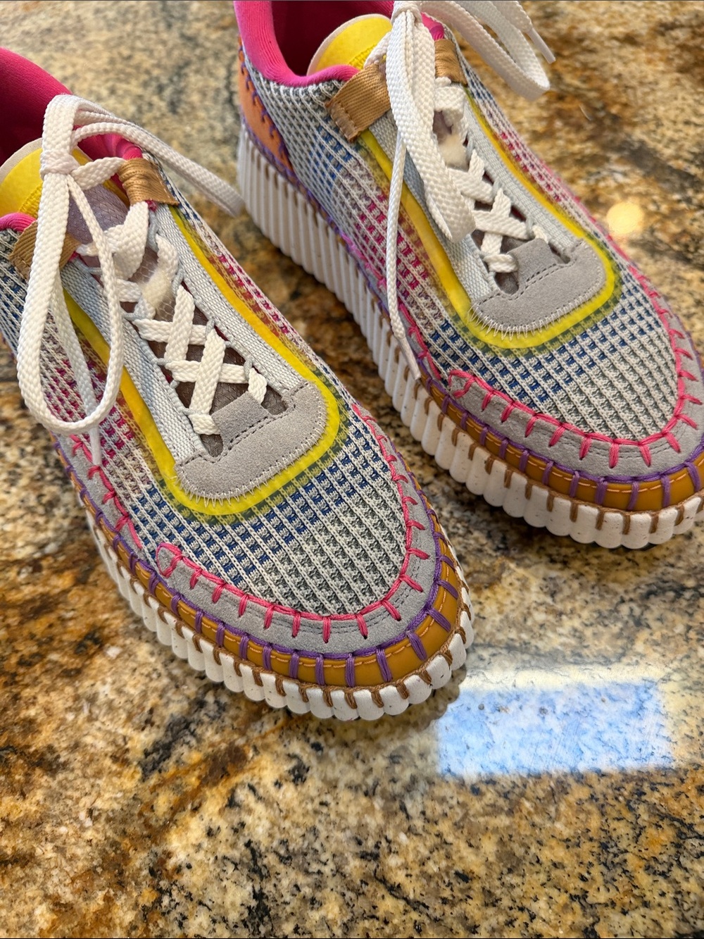 Chole Women’s Multicolor Casual Sneakers - Pink & Yellow Accent like new !! - Picture 2 of 5